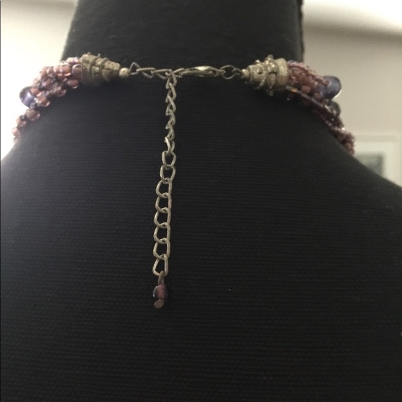 Coordinate Set Necklace with Pendant Drop Earrings Multicolor Beaded Strands - Picture 10 of 11